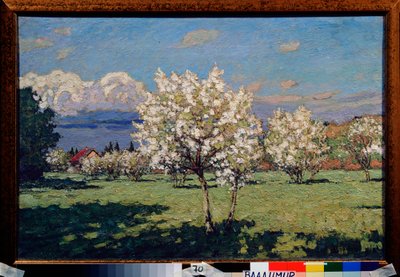 Los cerezos en flor. Pintura de Pyotr Ivanovich Petrovichev (Pyotr Petrovitchev) (1874-1947), óleo sobre lienzo de Petr Ivanovic Petrovichev