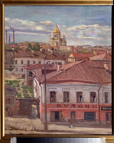 Vue de Moscou. Peinture de Pyotr Ivanovich Petrovichev (Piotr Petrovitchev) (1874-1947), huile sur toile, vers 1900. Arte ruso, siglo XX. Museo Estatal de Arte de la República de Carelia, Petrozavodsk (Rusia). de Petr Ivanovic Petrovichev
