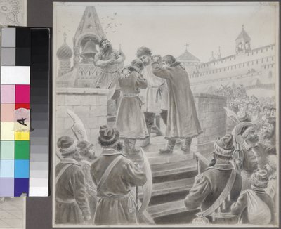 Ilustración del poema La canción del comerciante Kalashnikov de M. Lermontov de Petr Korovin