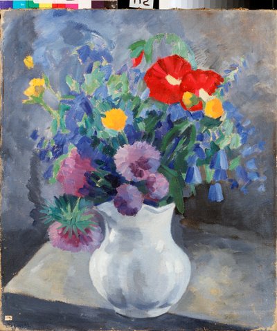 Fleurs (Flores) - Pintura de Pyotr (Piotr, Petr) Savvich Utkin (Utkin) (1877-1934), témpera sobre lienzo de Petr Savvic Utkin