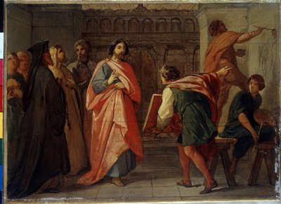 El Gran Príncipe Simeón I de Rusia (1316-1353) dijo que el Soberbio o el Soberbio da la orden de pintar la Catedral de Moscú (El Gran Príncipe Simeón Ivánovich el Orgulloso da la orden de pintar la Catedral de Moscú). Pintura de Pyotr Vasilyevich Cuenca ( de Petr Vasilievich Basin