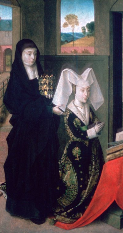 Isabel de Portugal con Santa Isabel, 1457-1460 de Petrus Christus