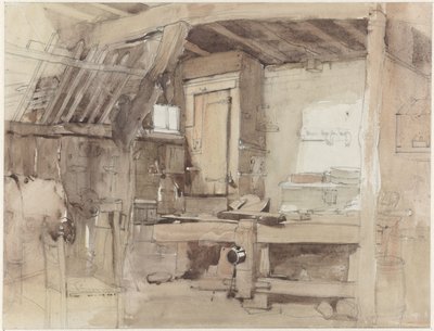Rincón del taller de carpintería de la casa Klingelbeek en Oosterbeek de Petrus Franciscus Greive