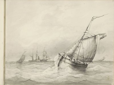 Veleros en el mar de Petrus Johannes Schotel (circle of)
