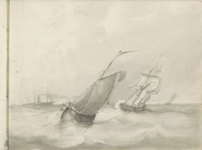 Veleros en el mar de Petrus Johannes Schotel (circle of)