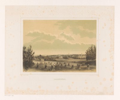 Vista de un prado con gavillas de maíz cerca de la finca de Larenberg
Larenberg (título en el objeto) de Petrus Josephus Lutgers