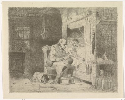 Viejo leyendo a su esposa de Petrus Marius Molijn