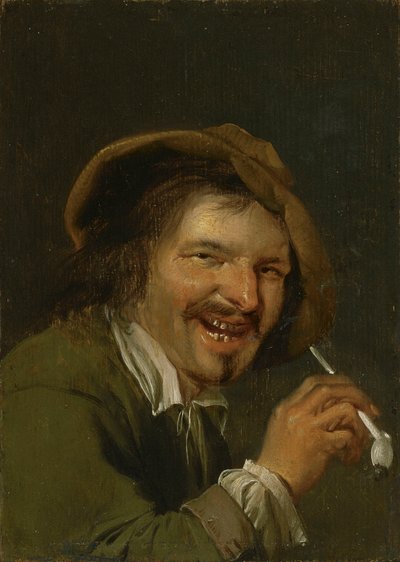 Olfato: Un hombre riendo fumando en pipa. De la serie Personificaciones de los cinco sentidos, c.1635-66 (óleo sobre madera) de Petrus Staverenus