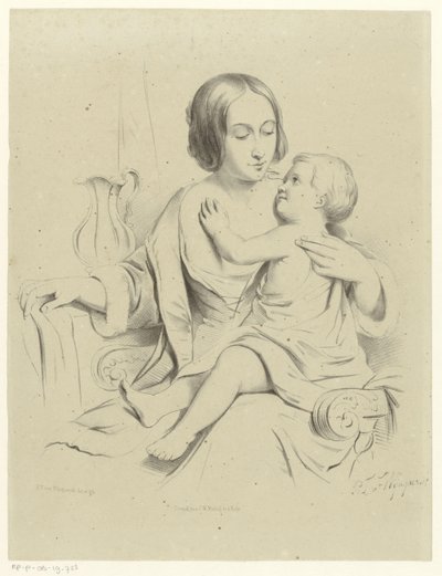 Madre con hijo en el regazo de Petrus Theodorus van Wijngaerdt