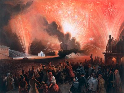 Fuegos artificiales de coronación en Moscú, 1856 de Pharamond Blanchard
