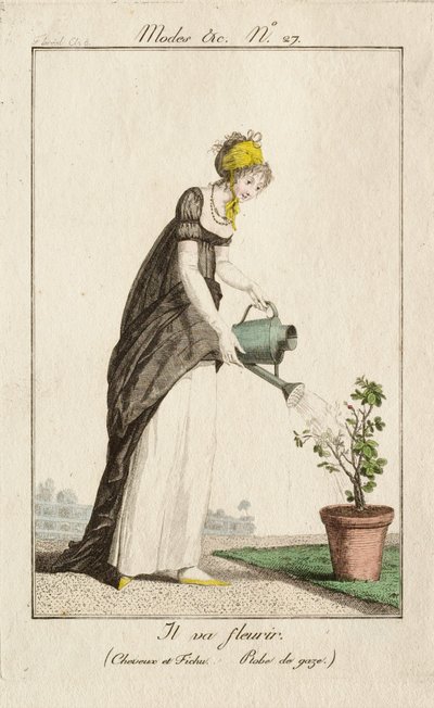 Va a florecer (Cabello y fichú. Vestido de gasa.) de Philibert-Louis Debucourt