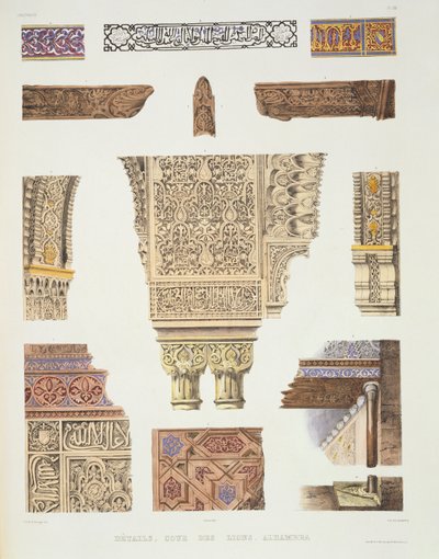 Detalles del Patio de los Leones, Alhambra, de 