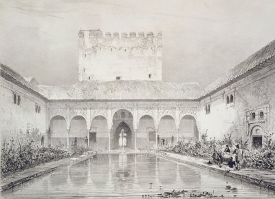 Piscina y fuente en el patio de la Alberca, Alhambra, Placa 21 de 