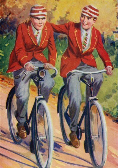 Niños en uniforme escolar, en bicicleta de Philibert Louis Debucourt