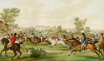 Carrera de caballos (grabado en color de Debucourt) de Philibert Louis Debucourt