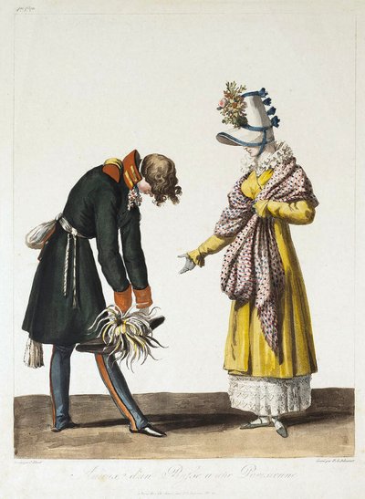 Despedida de un oficial ruso con una mujer parisina, 1816 de Philibert Louis Debucourt