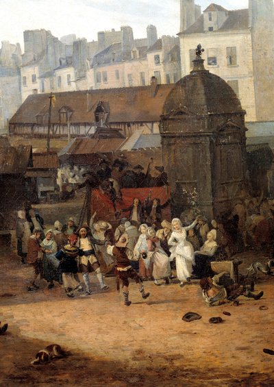 Rejoicings dados por la ciudad de París en Les Halles el 21/01/1782 con motivo del nacimiento del Delfín Luis José de Francia de Philibert Louis Debucourt