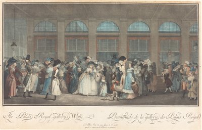 El Palais Royal - Paseo de la Galería, 1787 de Philibert Louis Debucourt
