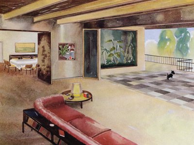 Interiores de los años 30: Vestíbulo con terraza de Philip Alexius de (after) Laszlo