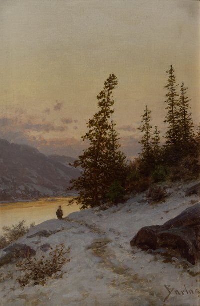Hombre en paisaje invernal de Philip Barlag