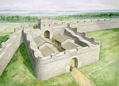 Milecastle de la Muralla de Adriano en Cawfields, siglo II de Philip Corke