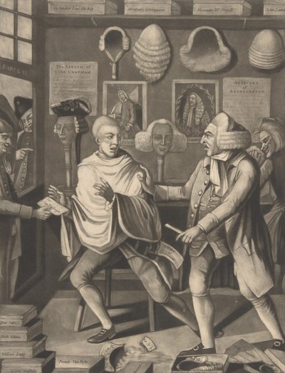 El Barbero Patriótico de Nueva York, o el Capitán en la Espuma, 14 de febrero de 1775 de Philip Dawe.