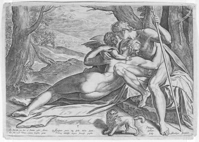 Venus y Adonis, de la serie La historia de Adonis, ca. 1579 de Philip Galle