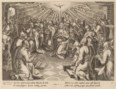 Pentecostés de Philip Galle after Jan van der Straet