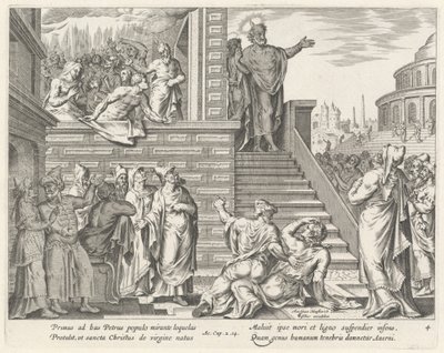 San Pedro Habla a la Gente sobre Cristo de Philip Galle after Maerten van Heemskerck
