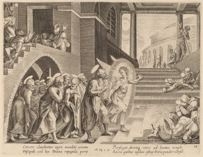 Los Apóstoles Liberados de la Prisión por un Ángel de Philip Galle after Maerten van Heemskerck