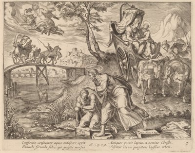 El Bautismo del Eunuco por San Felipe de Philip Galle after Maerten van Heemskerck