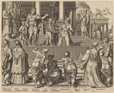 El libro de la ley leído ante el pueblo de Philip Galle, after Maerten van Heemskerck