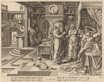 La curación de Eneas por San Pedro de Philip Galle after Maerten van Heemskerck