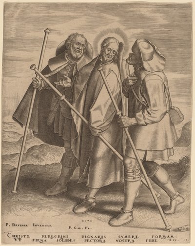 Cristo y sus discípulos en el camino a Emaús de Philip Galle after Pieter Bruegel the Elder