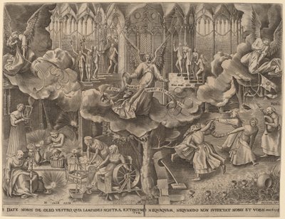 La parábola de las vírgenes prudentes y necias de Philip Galle after Pieter Bruegel the Elder