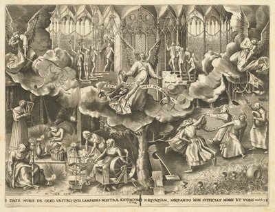 La parábola de las vírgenes prudentes y necias de Philip Galle, after Pieter Bruegel the Elder