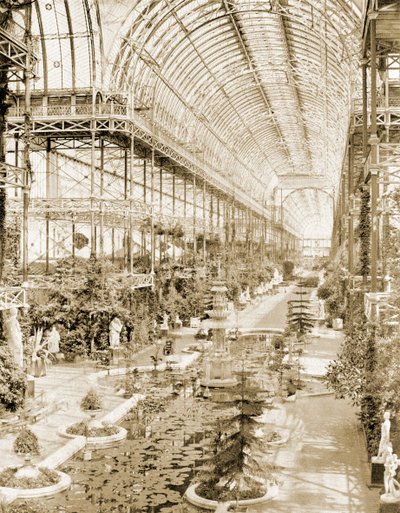 El interior de la nave tomada desde la galería sobre el biombo de la reina en el extremo sur c.1859 (foto b/n) de Philip Henry Delamotte