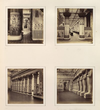 Vista a través del patio egipcio, vista a través de columnas egipcias hacia esculturas clásicas, ca. 1859 de Philip Henry Delamotte.