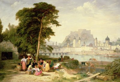 Ciudad de Salzburgo, el Palacio del Arzobispo en la Roca de Philip Hutchins Rogers