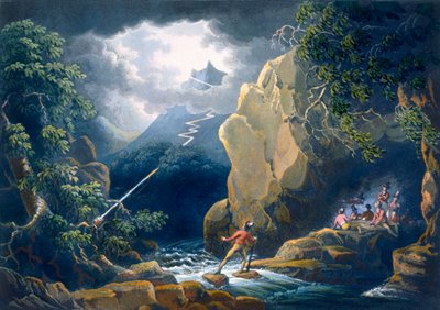 El destello del relámpago: atrapado en una tormenta de montaña, pub. 1805 de Philip James