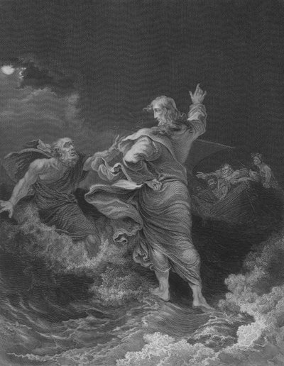 Cristo caminando sobre el mar (grabado) de Philip James de Loutherbourg