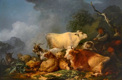 Paisaje con animales de Philip James de Loutherbourg