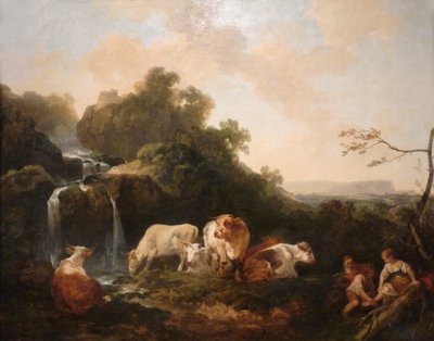 Loutherbourg-Paisaje en la cascada de Philip James de Loutherbourg