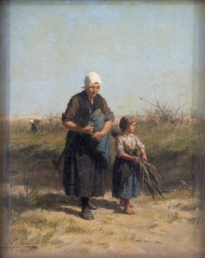 Returning from Labour (óleo sobre panel de madera) de Philip Lodewijk Jacob Frederick Sadee