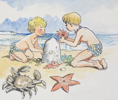 Junto al mar, ilustración de "The Water Babies" de Charles Kingsley de Philip Mendoza