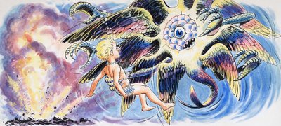 Monstruo mítico, ilustración de "The Water Babies" de Charles Kingsley de Philip Mendoza