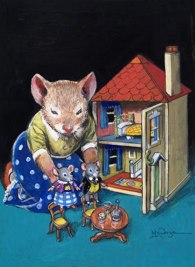 El ratón de ciudad y el ratón de campo (gouache sobre papel) de Philip Mendoza