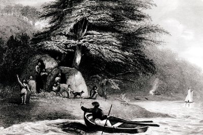 Cabañas fueguinas en Hope Harbour en el Canal Magdalena, grabado por S. Bull, 1838 de Philip Parker King