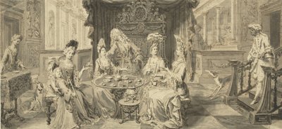 Sociedad elegante en mesa redonda, alrededor de 1700 de Philip Tidemann
