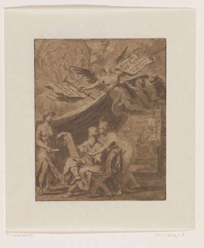Diseño del frontispicio de Het groot Schilderboek de Philip Tidemann
